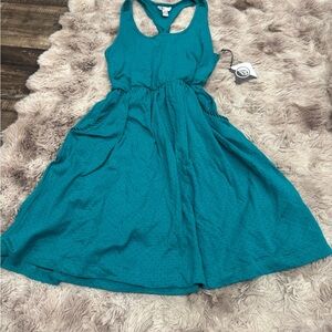 Volcom Teal Polka Dot Dress W/Pockets Sz Large